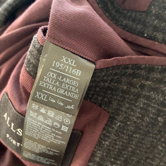 All Saints Black and Charcoal Wool Plaid Luxury Coat Size XXL - Picture 5 of 8